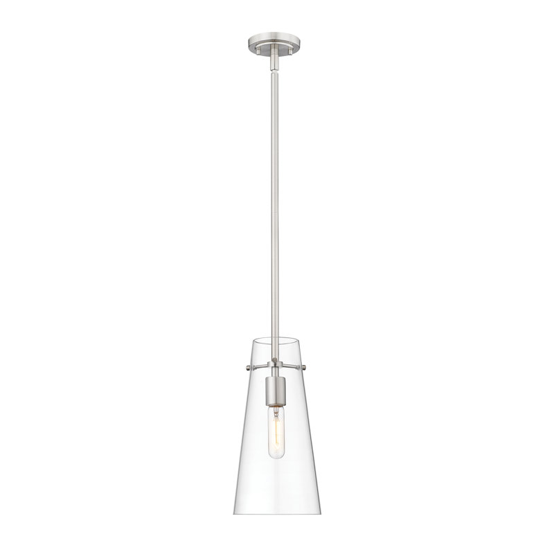 Luminaire suspendu 1 lumière Vilmos, Nickel brossé, H 58 po x l 6,5 po x P 5 po