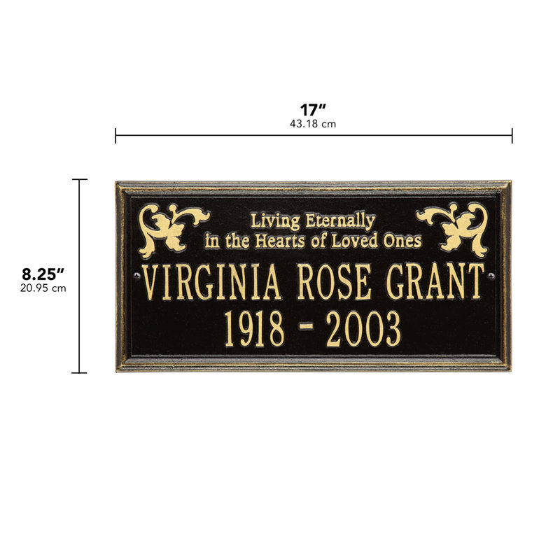 Wilmington 'Living Eternally' Memorial Plaque, Yes, Black/Gold