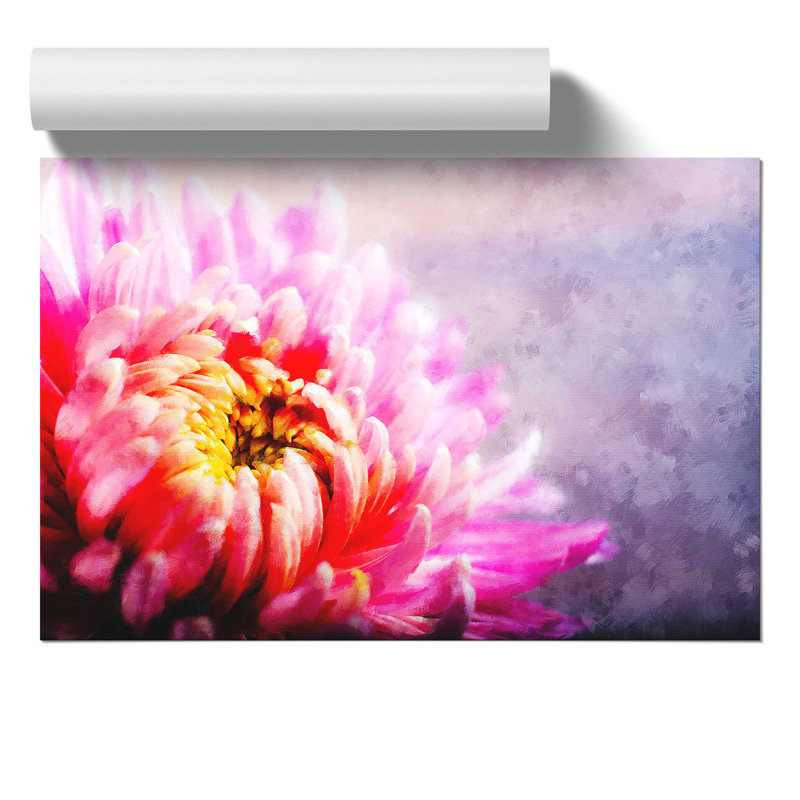 Pink Chrysanthemum Flower Painting - Frameless Print, 42cm H x 59cm W x 0.1cm D