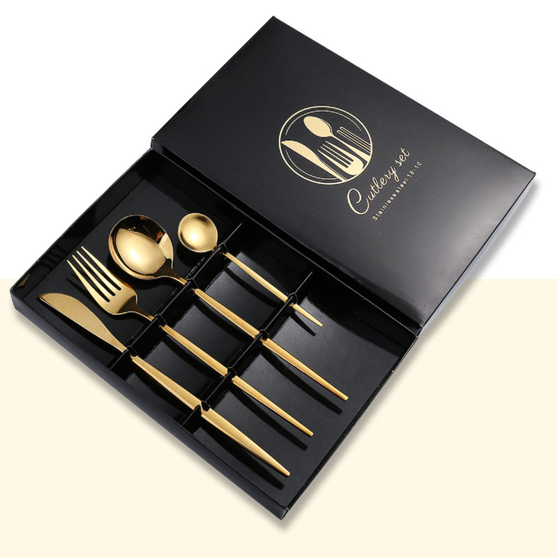 Ebern Designs Benehaley Stainless Steel Flatware Set, Golden