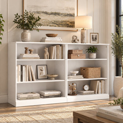 100% Solid Wood 6-Shelf Bookcase Cabinet with Open Storage and Adjustable Shelves, Display Bookshelf, 64" W x 35.75" H