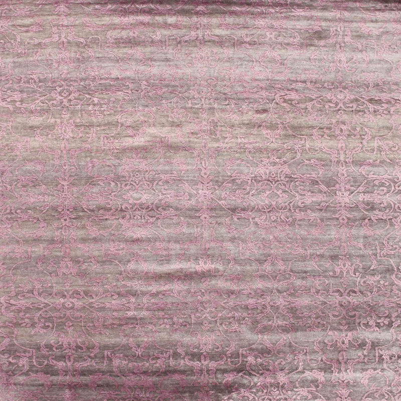 Tapis de zone mauve contemporaine, Carré 6 pi