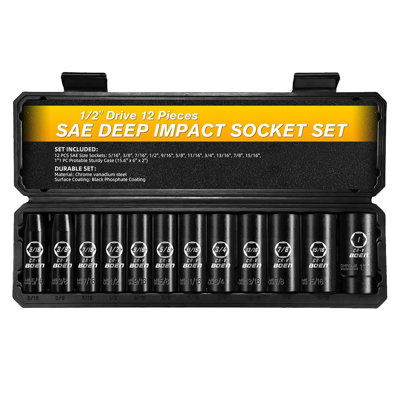 1/2" Drive SAE Deep Impact Socket Set