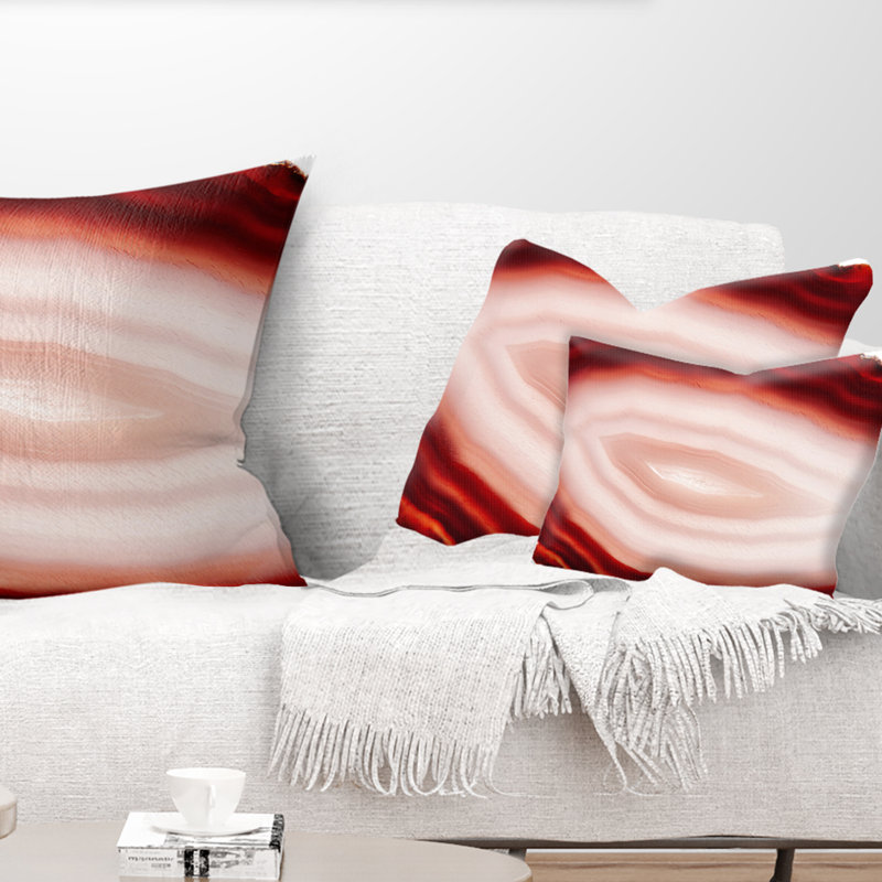  Coussin lombaire abstrait en agate abstraite avec calcédoine, Orange