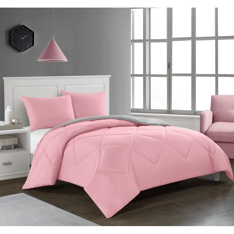 Ensemble d'édredon réversible en microfibre Logan, Aigue-marine, Édredon pour lit simple + 1 taie décorative stan
