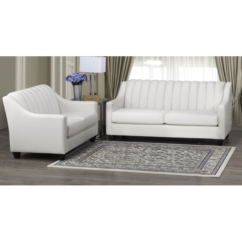 Conkling 2 - Piece Living Room Set, Cream Leather Match