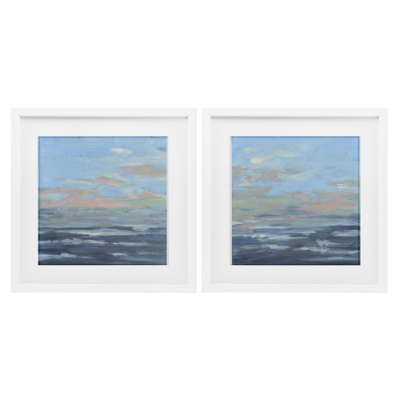 «Abstract Ocean Romance», ensemble de 2 impressions encadrées sous verre, design par June Erica Vess, H 16 po x l 16 po