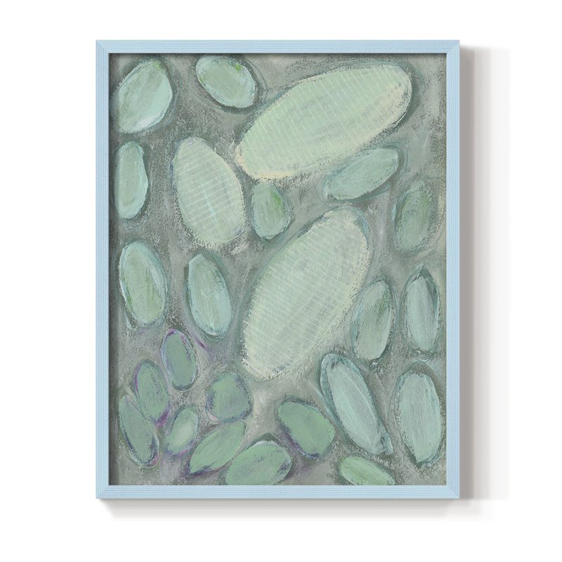 Blue Orbs II, reproduction encadrée - bois massif, Bleu, H 10 po x l 8 po