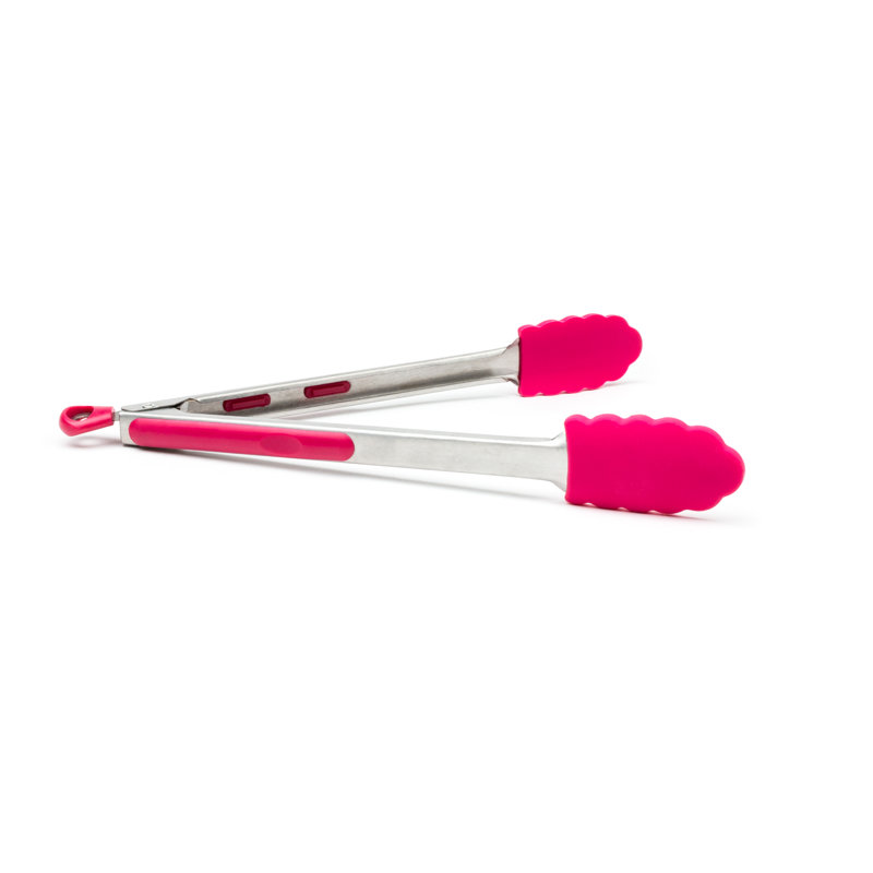 Pinces verrouillables Fox Run Brands, silicone et acier inoxydable, 12 po, framboise