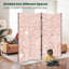 Cloison pliante 4 panneaux à paravents rose royal blanc fleuri beige clair-134490718-134490719