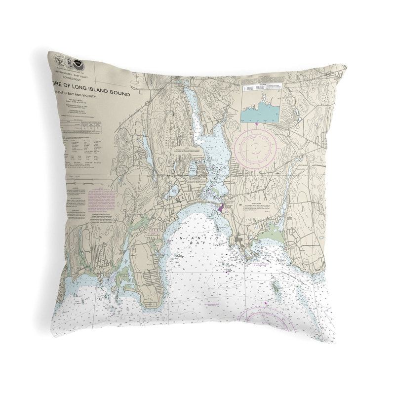 Coussin décoratif intérieur/extérieur long island north shore to niantic bay, ct non cordon