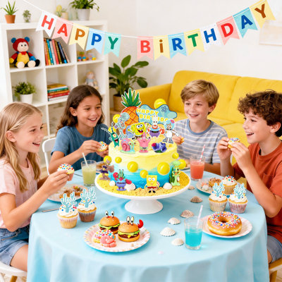 Ensemble de décorations de gâteau 39 pièces Bob l'éponge - 3D SpongeBob Cake Decorations