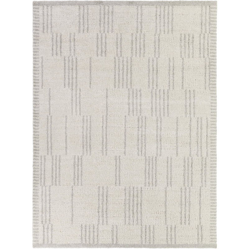 Wyoming Chalk Distressed Modern Stripe Area Rug, Rectangle 5'3" x 7'