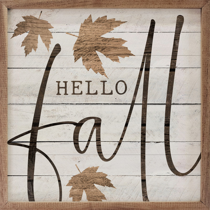 " Hello Fall Leaf Whitewash ", 8" H x 8" W x 1" D