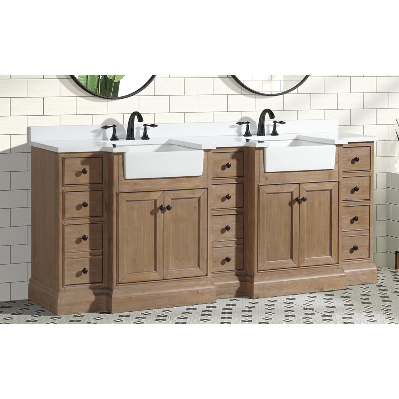 Claire 84" Freestanding Bathroom Vanity, Weathered Fir
