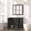 Meuble-lavabo de 35,5 po, finition noire, lavabo en résine, 3 tiroirs, portes à fermeture douce, fabrication en contreplaqué, fabrication durable