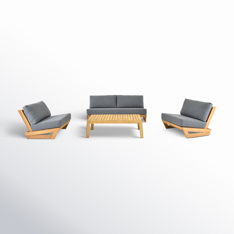 MURCANO Hadria 4-Piece Solid Grade-A Teak Sofa Set with Sunbrella Cushions - Premium Outdoor Seating Group