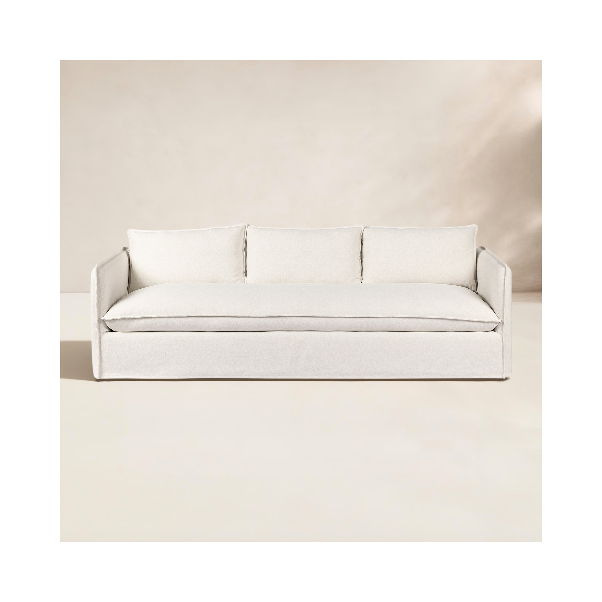 Jeter 96'' Wide Rectangle Metal Patio Sofa with Cushions, Alessi Linen