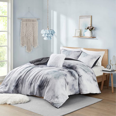 Ensemble d'édredon à imprimé de teinture par aquarelle avec coussin décoratif