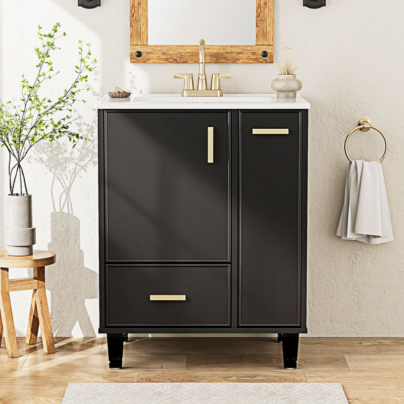 Meuble-lavabo de salle de bain avec lavabo, Noir