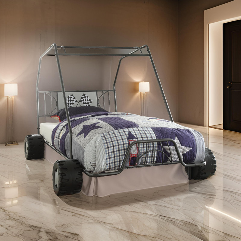 Henault Kids Twin Over Full Bunk Bed, Gunmetal