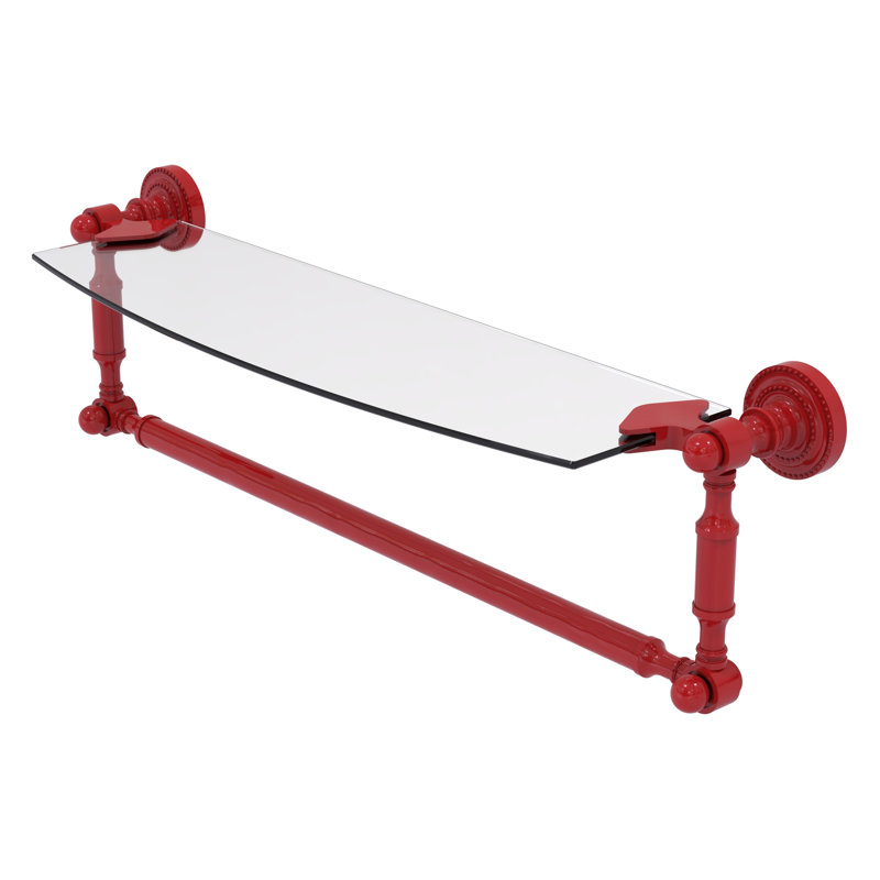 Tablette de meuble-lavabo en verre avec barre à serviettes intégrée Dottingham, H 5 po x l 18 po x P 5 po, Rouge pompier