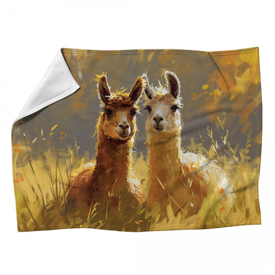 Jeté en polaire Llamas - Jeté animal pour canapé ou lit