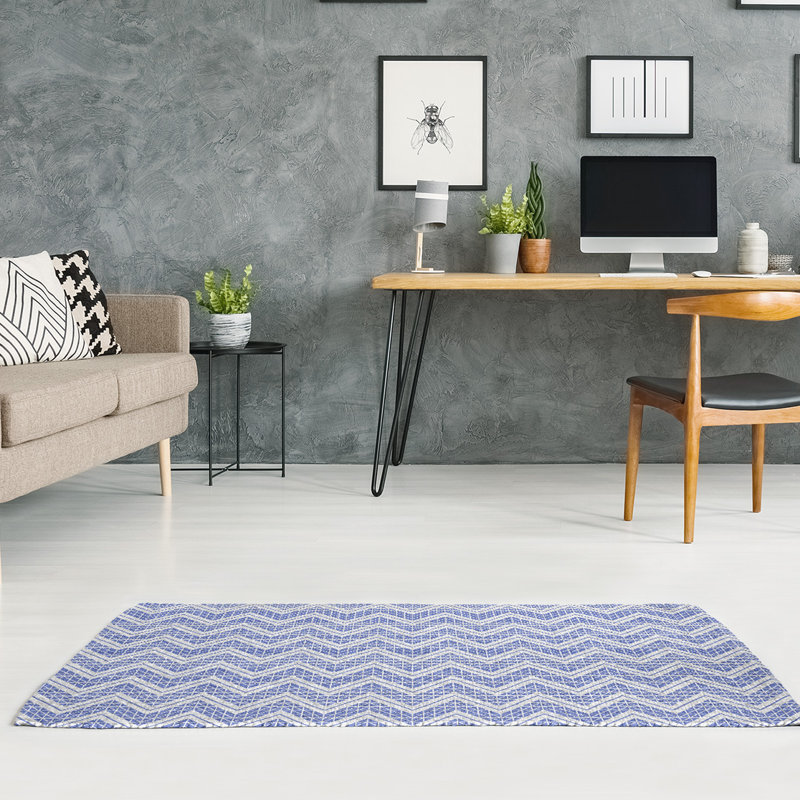 Tapis mauve/gris à chevrons à main inversé, Rectangle 2 pi x 3 pi