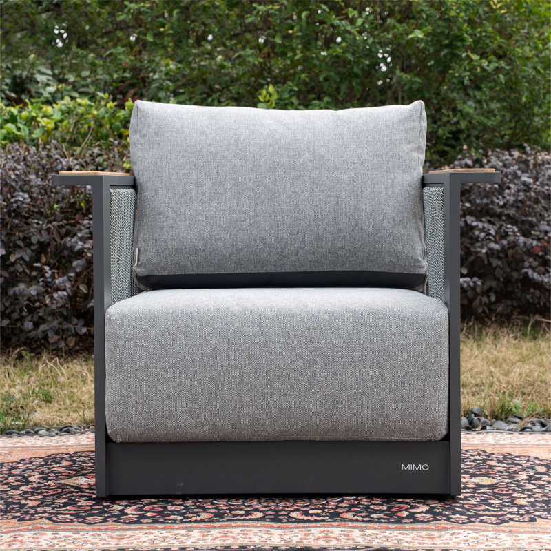MIMO Modular Aluminium Sofa with Teak Armrests & Cushions, 1