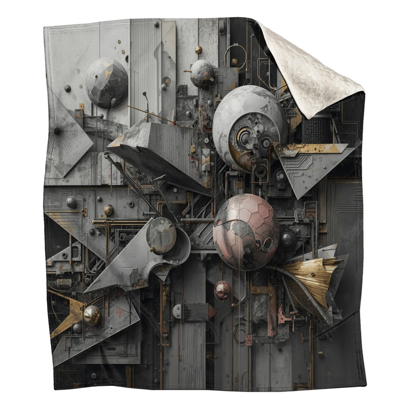 Industrial Geometric Composition Blankets, 60in W x 80in H