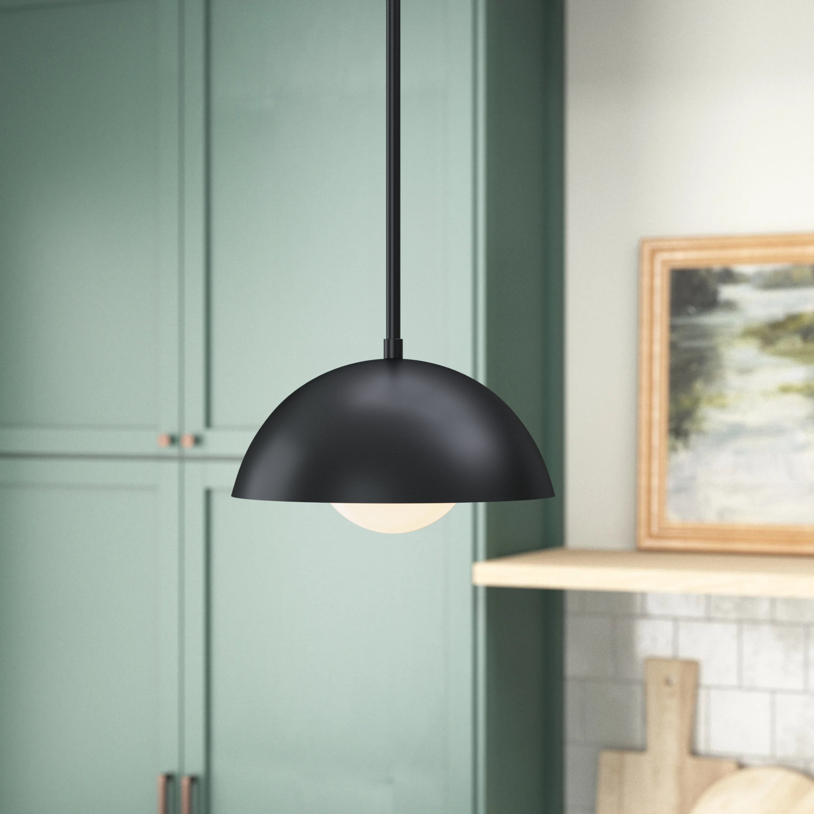Montana Single Light Metal Dimmable Pendant, Black
