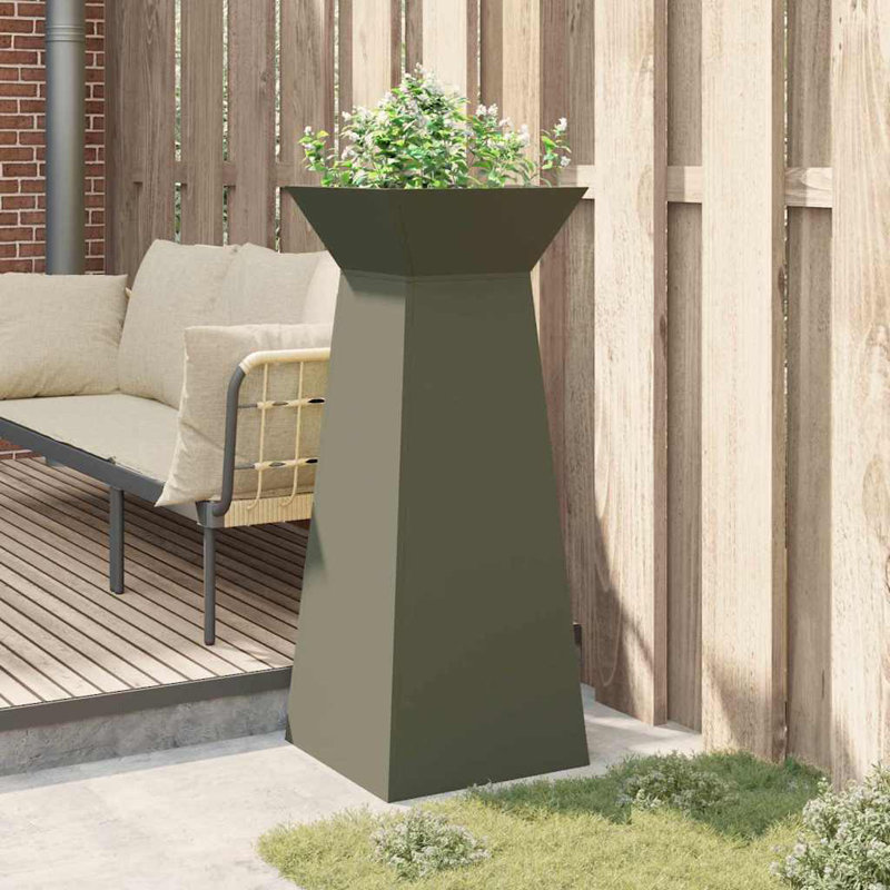 Pillar Planter Steel, Olive, 100cmH x 40cmW x 40cmD