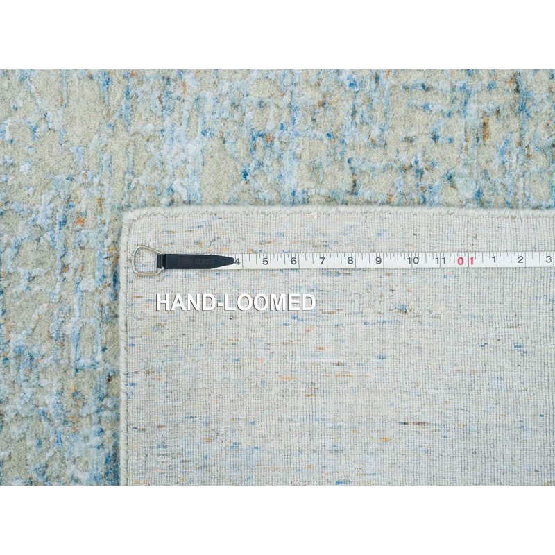 10'x10' Grey Modern Jacquard Hand Loomed Wool and Silk Square Rug C5F33E046A6B4406BDAC364E8434F26D