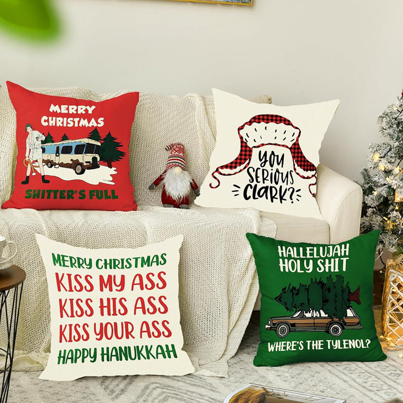 4 pièces Housse de coussin décoratif pour Halloween Housse de coussin en lin Housse de coussin carré pour canapé, canapé, lit et voiture