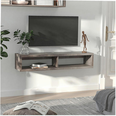 Meuble télé mural, console flottante de rangement pour salon ou bureau à domicile, gris foncé