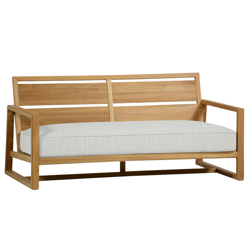 Avondale Teak Loveseat - Natural Teak, Welt, Verona Silver, Natural Teak