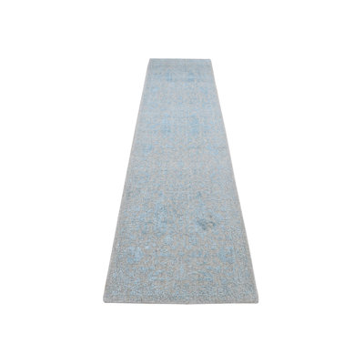 2'5" x 10'1" New Hand Loomed Beige Wool & Art Silk Runner Oriental Rug - MOA10287260