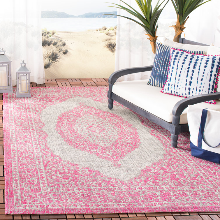 Auburn Hooked Grey/Pink Indoor/Outdoor Rug