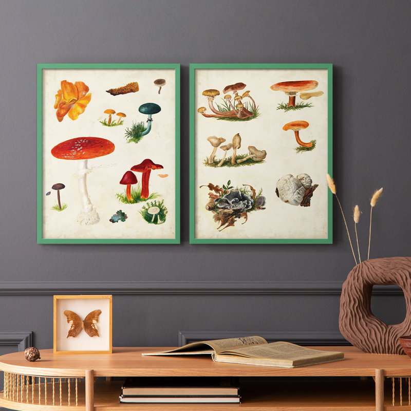 Reproduction encadrée de qualité supérieure de la variété champignon vii - prêt à accrocher - pas de clous requis - pas de clous requis
