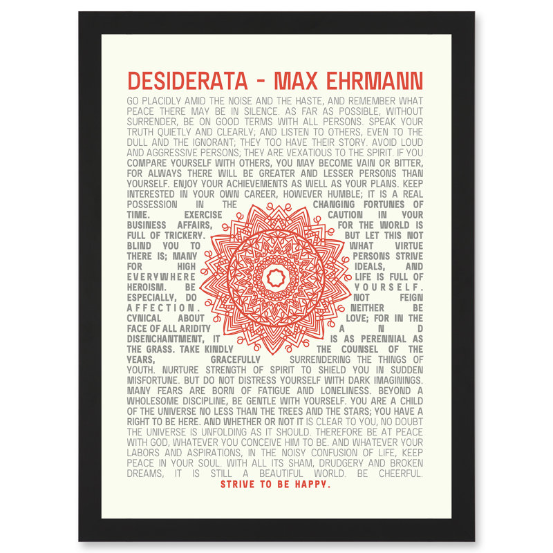 Desiderata Mandala Max Ehrmann - Single Picture Frame Print