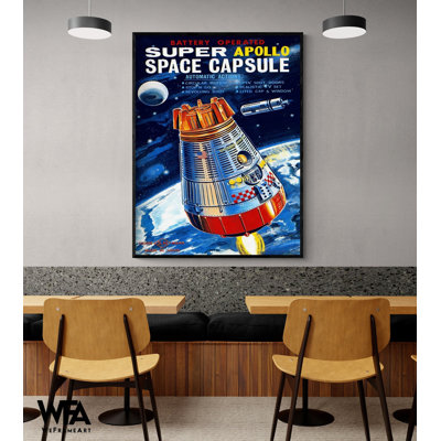 «Super Apollo Space Capsule» à pile par Retrorocket, art mural rétro de magasin de jouets, idée de remodelage sur le thème de l'espace de jeu