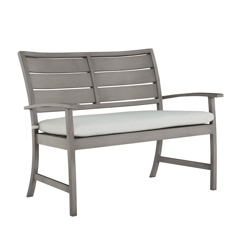 Charleston Aluminum Garden Bench, Welt, Linen Dove, Oyster