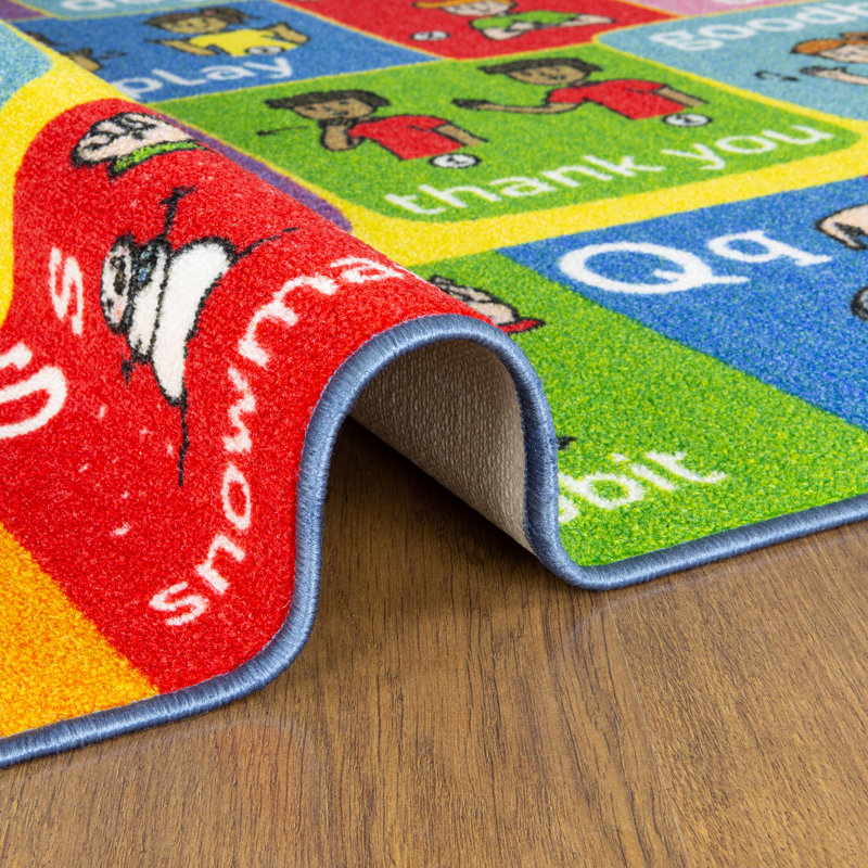 ABC Alphabet ASL Sign Language Learning Game Play Non Slip Kids Rug Carpet Classroom Playroom Mat, Rectangle 8'2" x 9'10"