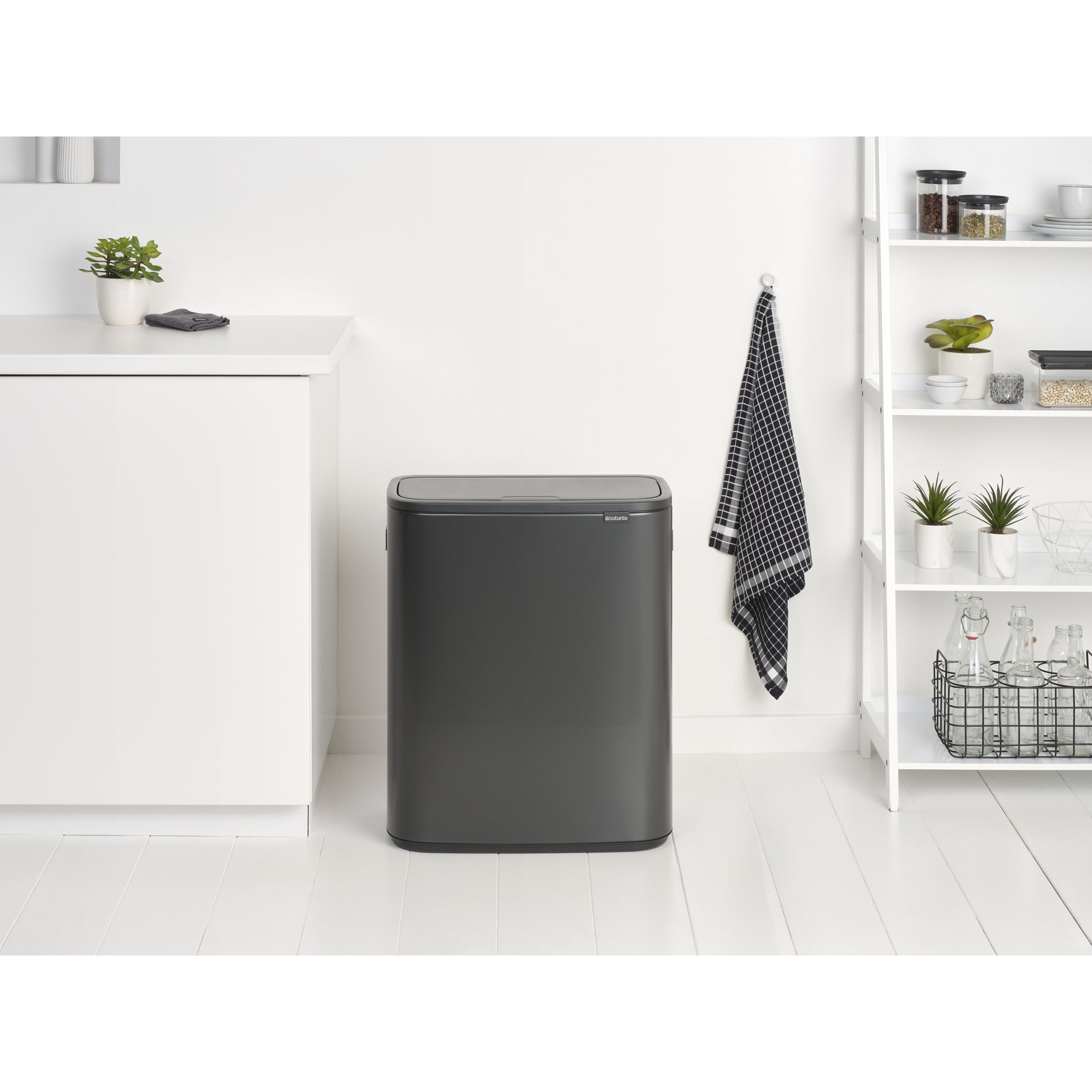 Brabantia Bo Touch Top Dual Recycling Can, Confident Gray