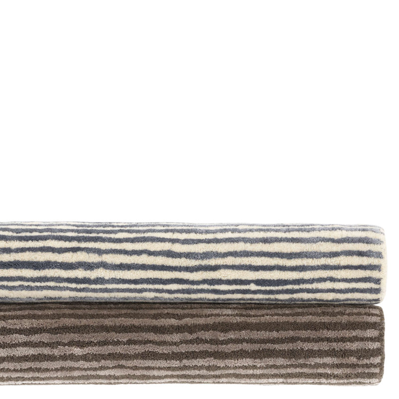 Tapis gris en laine touffeté à la main Striae, Rectangle 3 pi x 5 pi