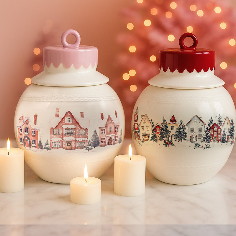 Boîte de 10 ornements de Noël 10 Strawberry Street, Red Town