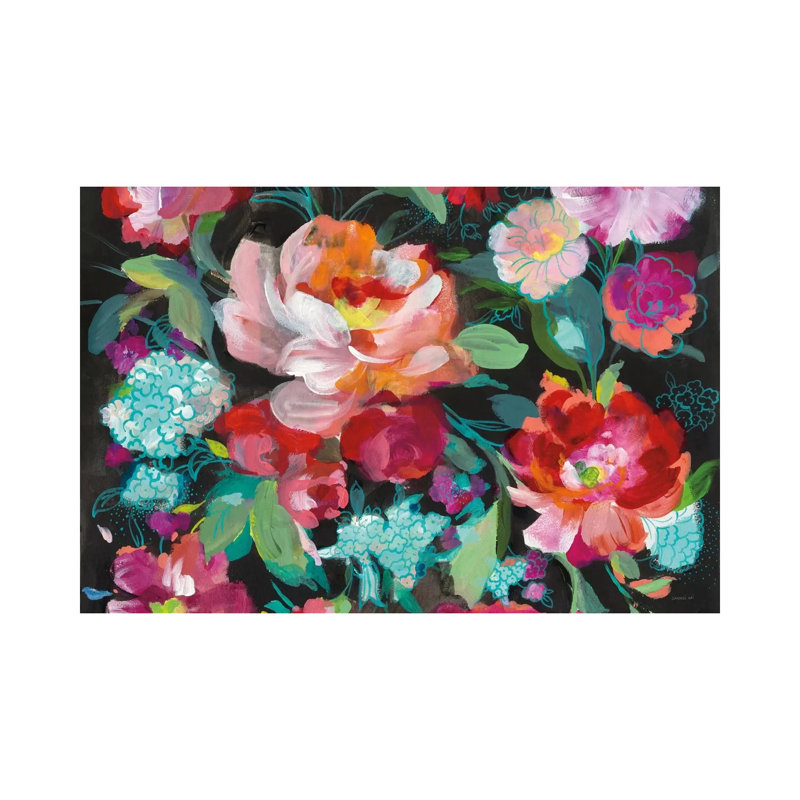 Bright Floral Medley Crop by Danhui Nai - Wrapped Canvas Painting, 20.32 cm H x 30.48 cm W