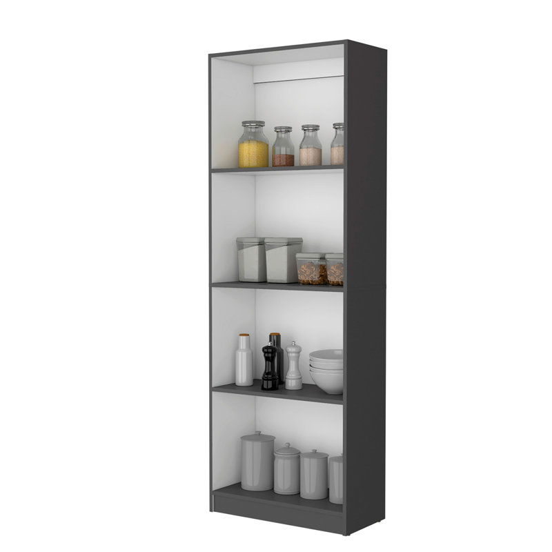 Bibliothèque Zachary, (4 tablettes) H 71,1 po x l 24,7 po x P 11,7 po, Gris / Blanc