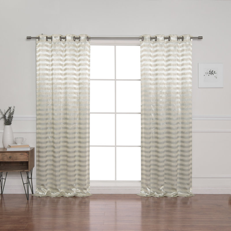 Paire de rideaux semi-transparents avec œillets Sabah, Beige