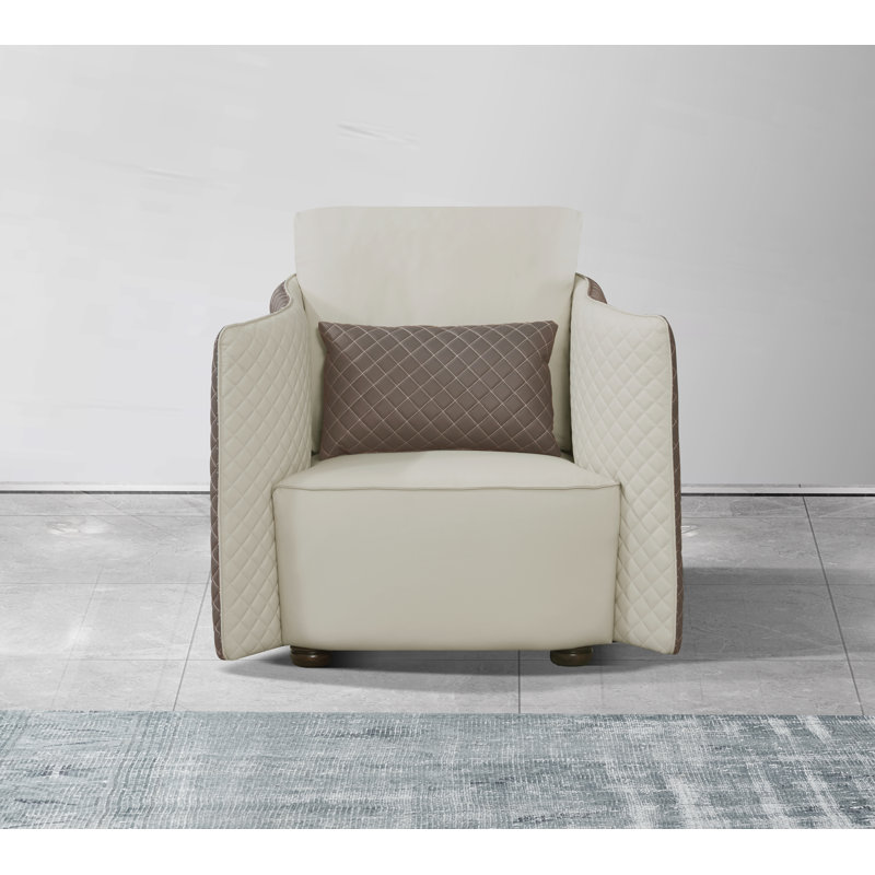 Makassar Armchair, Lite Gray/Taupe Genuine Leather